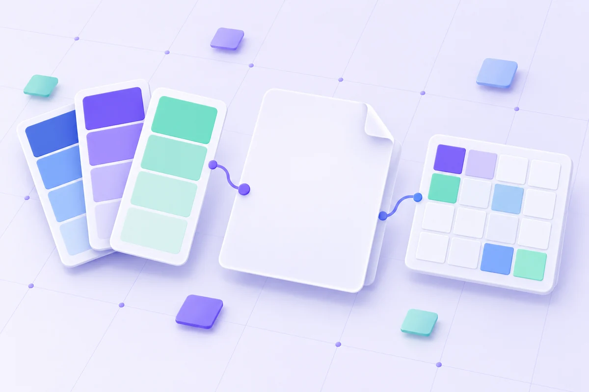 Color and image inputs represented by swatches and a pixel grid.