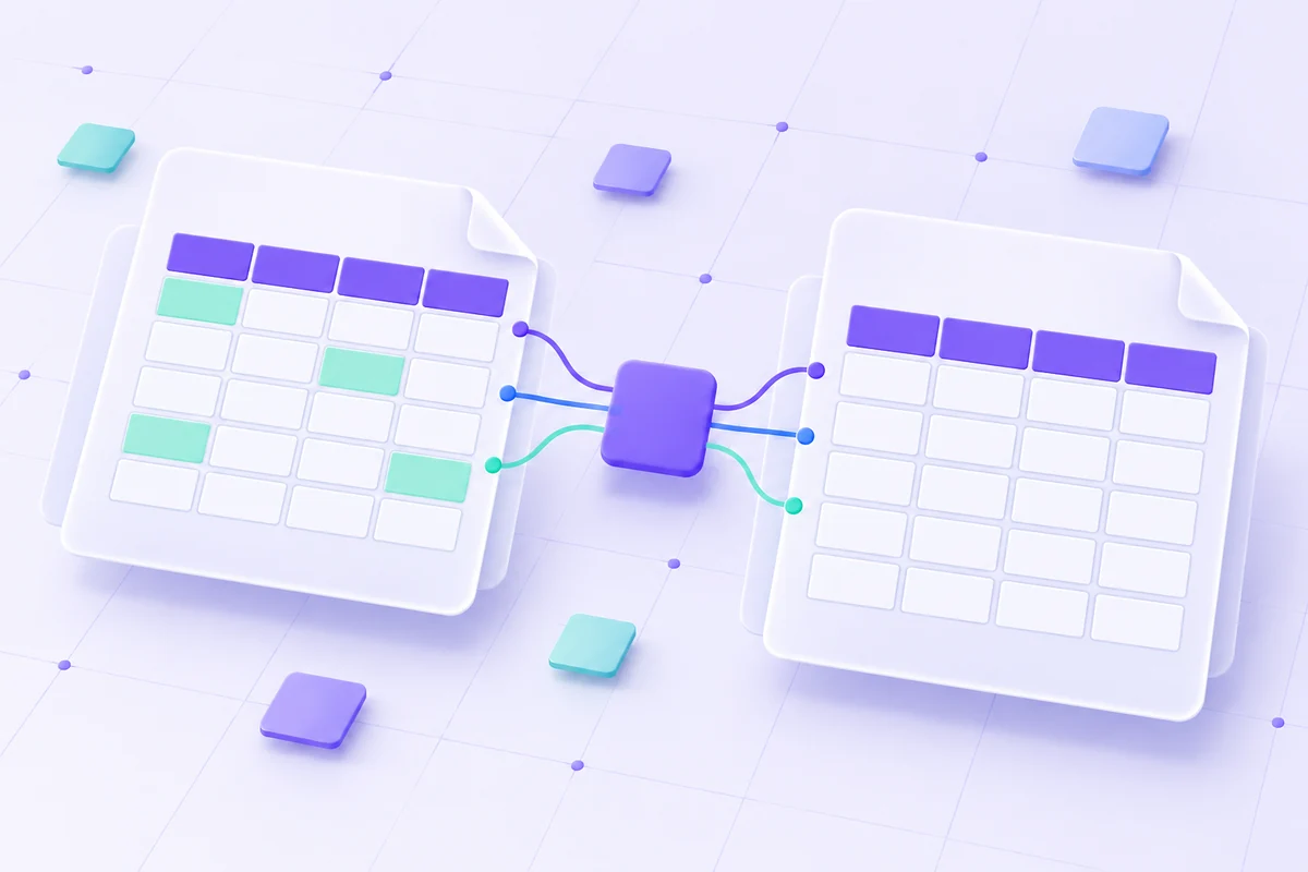 Tabular source records represented by a spreadsheet grid.