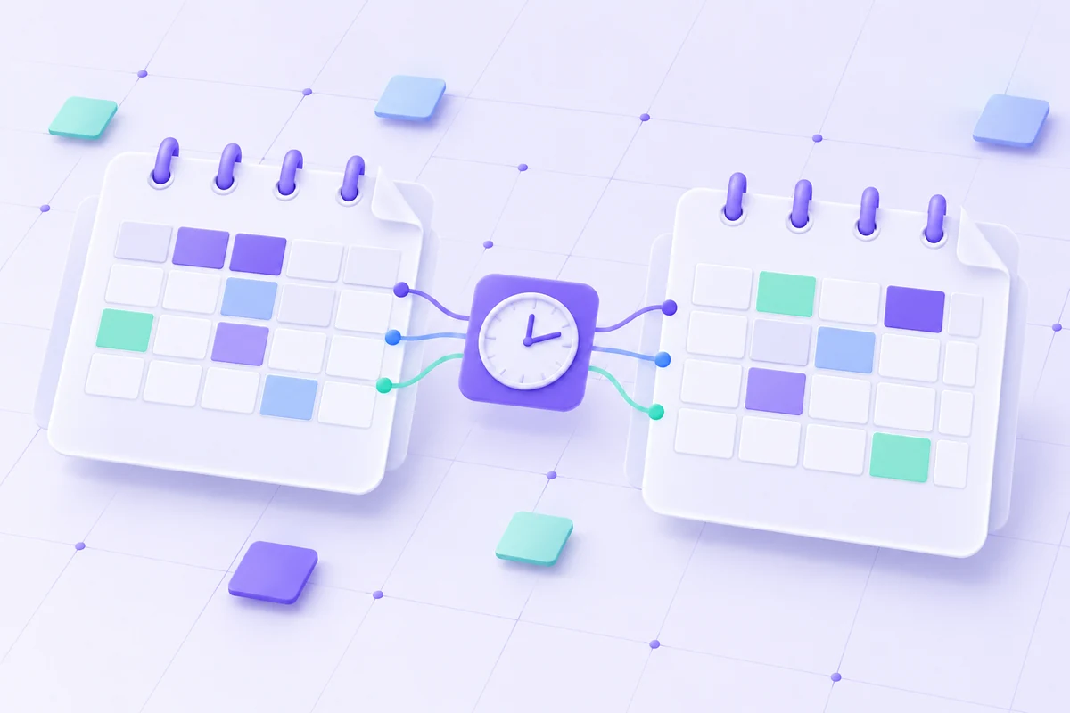 Two date or time scenarios represented for comparison.