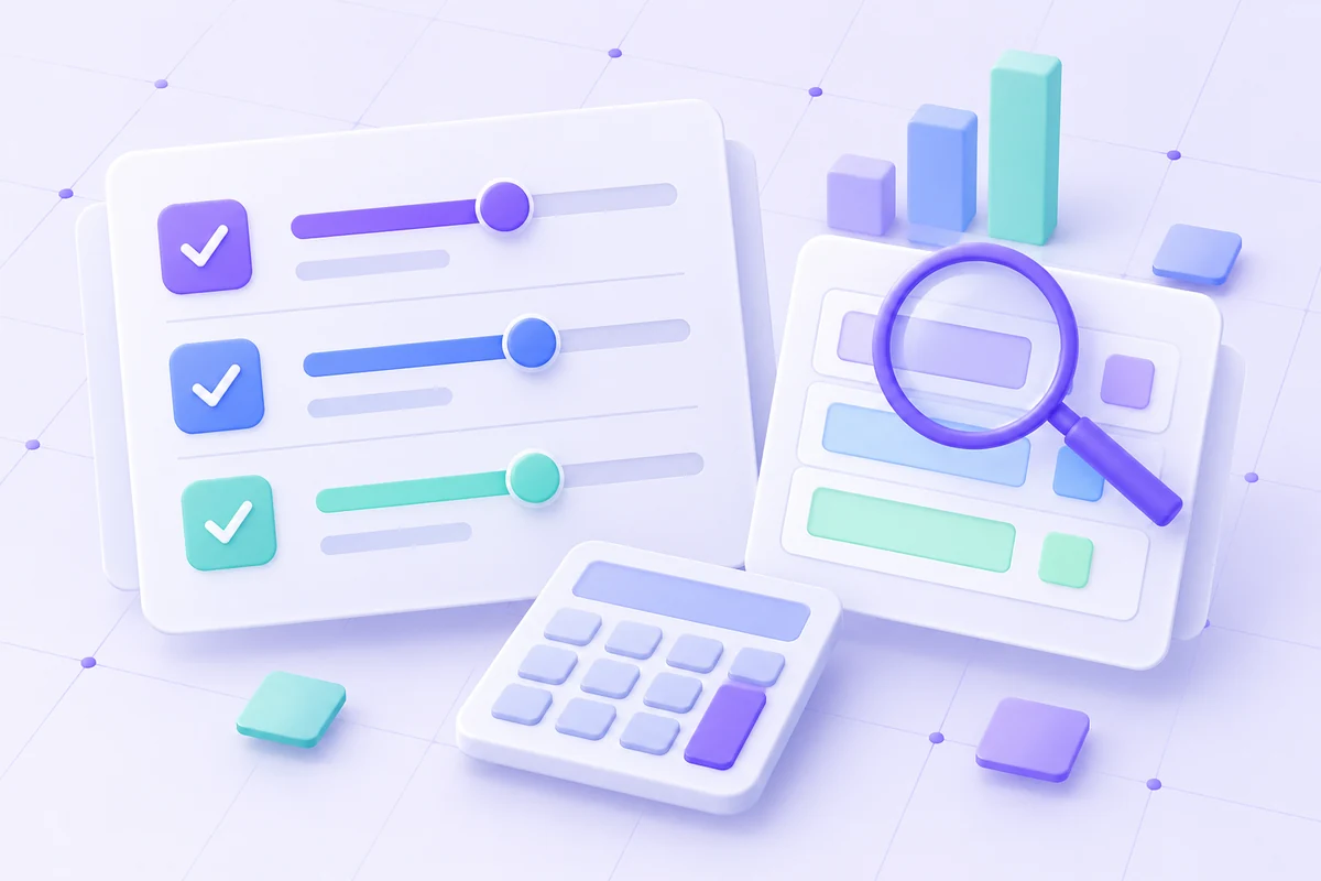 Concept illustration of checking the inputs used for a financial calculation.