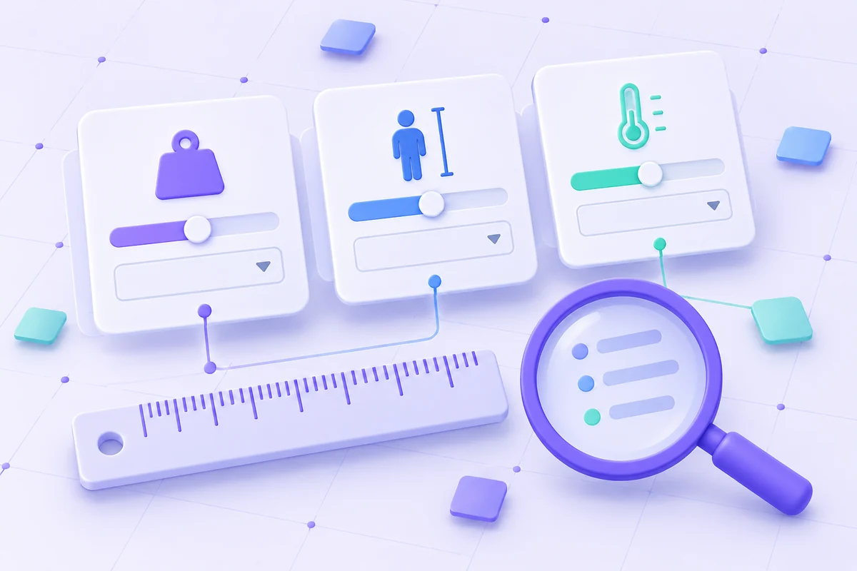 Concept illustration of reviewing measurement units and the scope of an estimate.