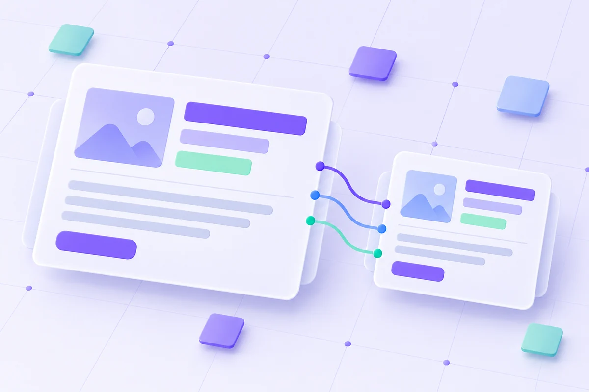 Website information shown in two conceptual preview formats.