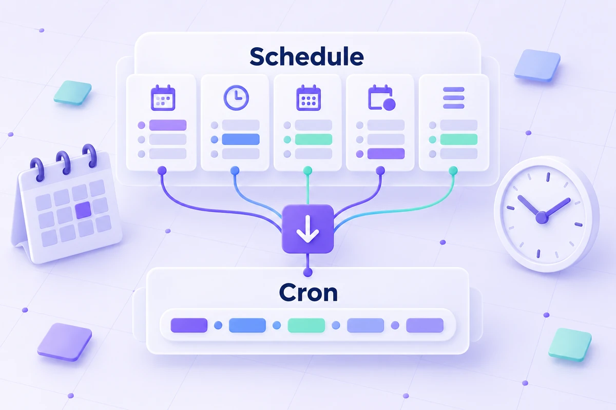 Five schedule fields joined into one cron expression.
