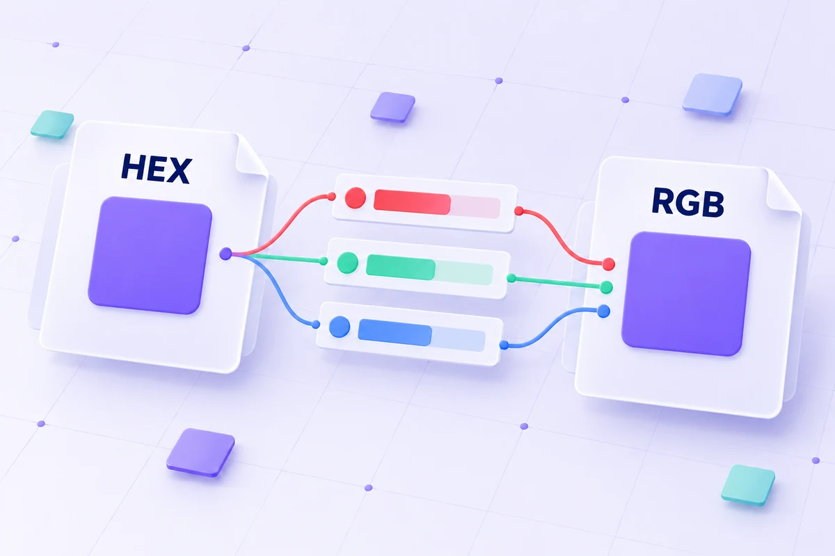 Conceptual hex colour notation split into red, green, and blue channels without changing the swatch.
