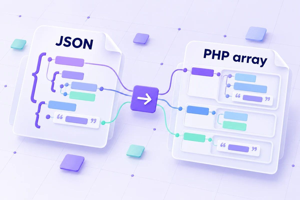 JSON object and list structures connected to PHP array structures.