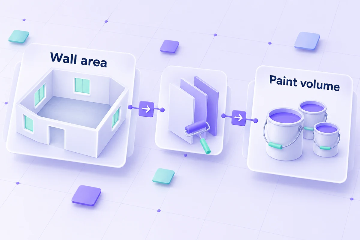 Conceptual wall area with openings deducted before calculating paint volume.