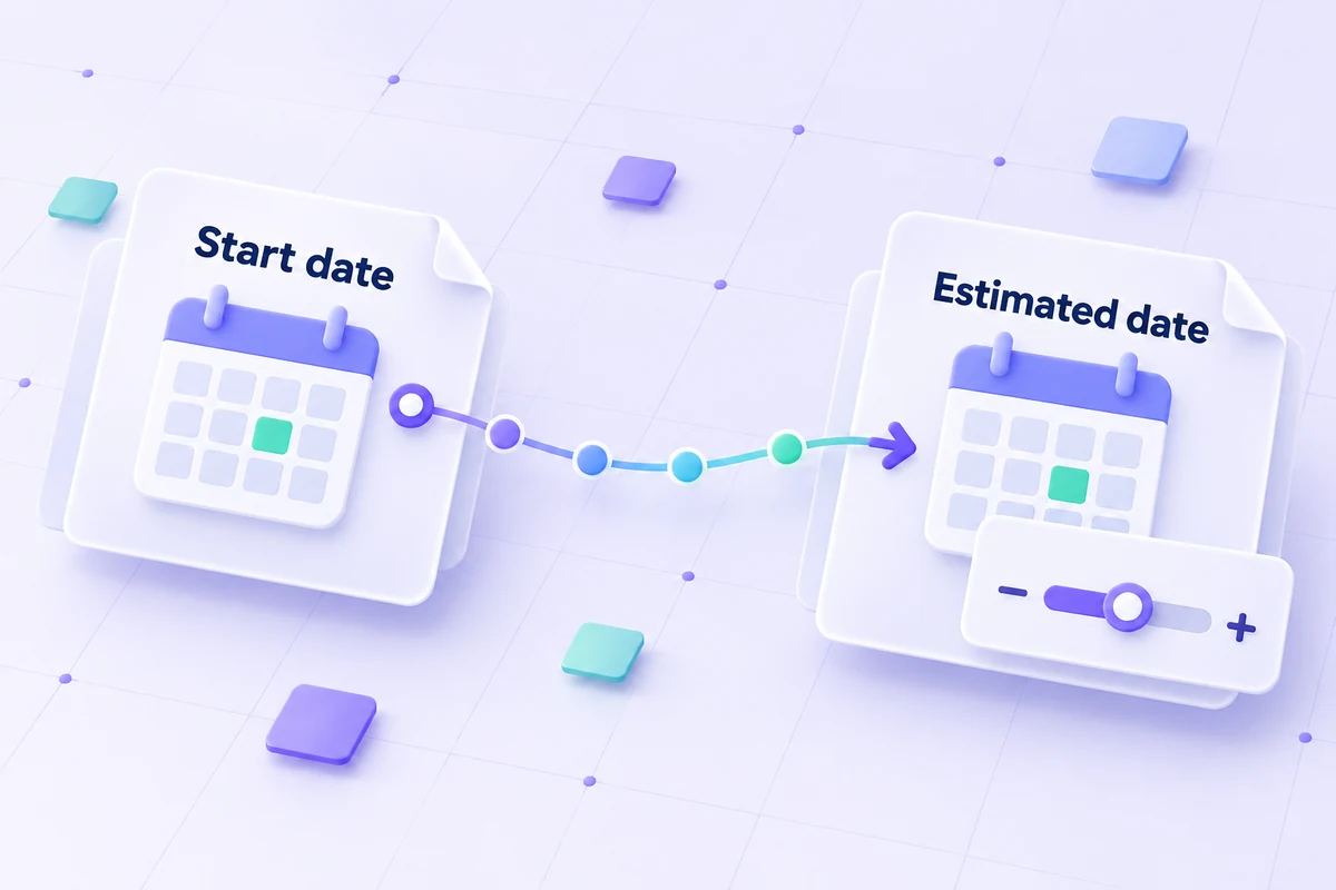 Conceptual calendar timeline from a last-period start date to an estimated due date.