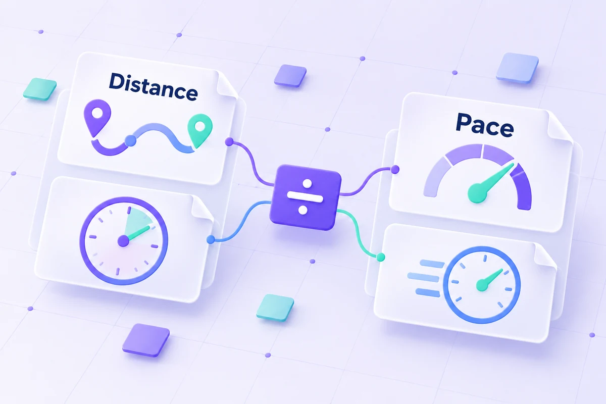 Conceptual diagram of elapsed time divided by distance to calculate running pace.