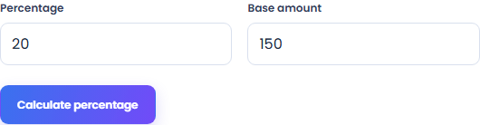 Percentage Calculator: input and settings in the implemented browser tool